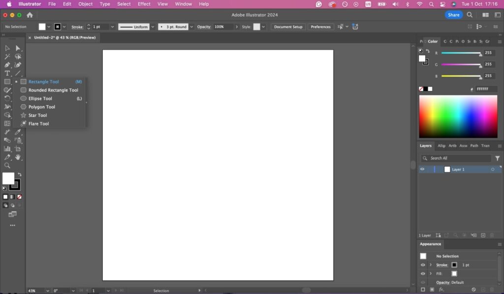 Adobe Illustrator shape tools.